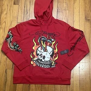 Ed Hardy Flame Cobra Skull Hoodie Size XXL Special Edition